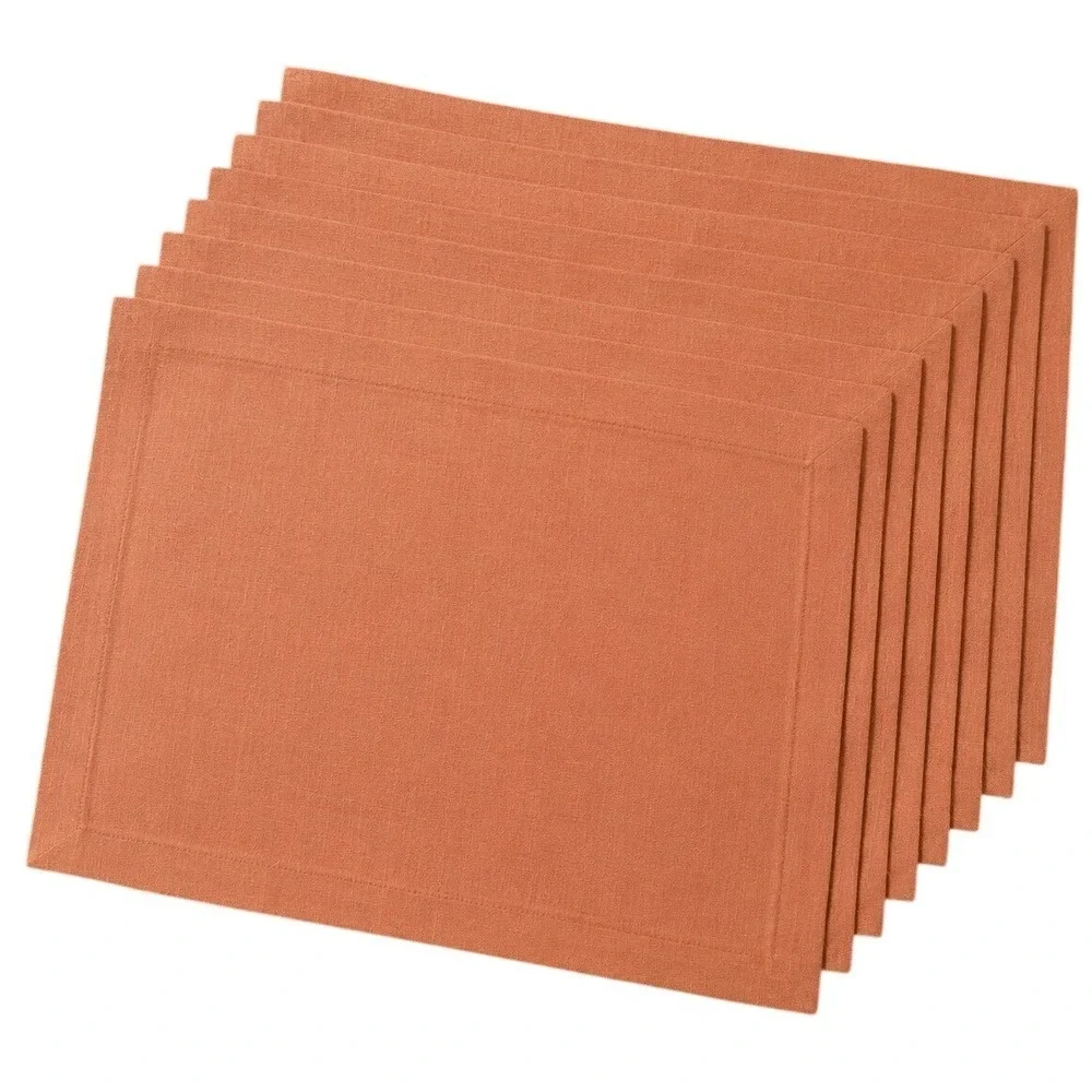 Set of 8 Terracotta Linen Placemats Structured Mitered Table Mats 17